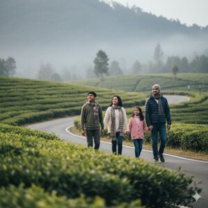 Family enjoying December Kerala tour packages with kids