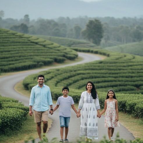 Munnar tea plantations during winter season in Kerala