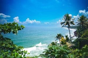 Varkala in summer cliff beach view Kerala